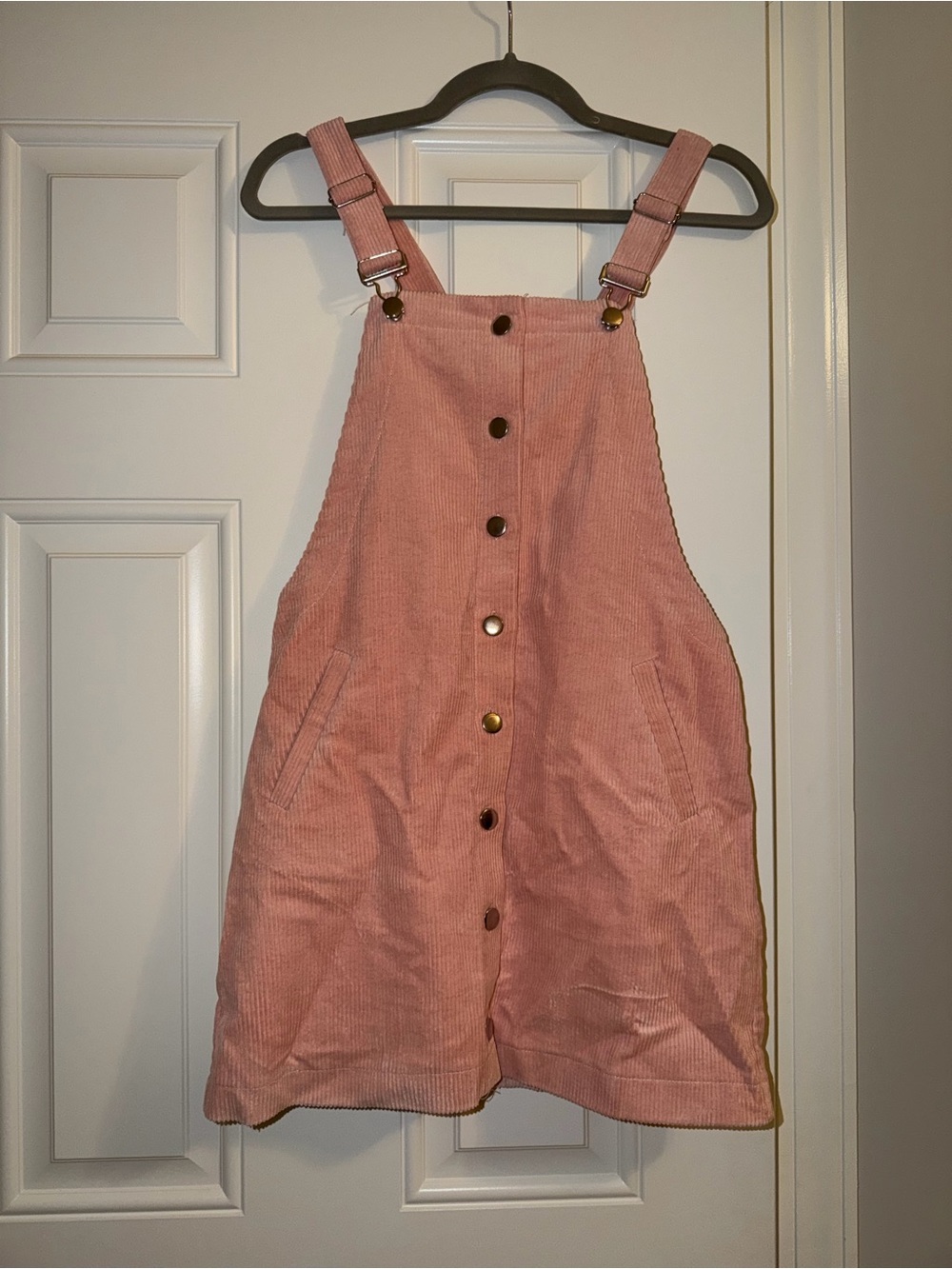 Francesca’s Pink Corduroy Button-Front Dress